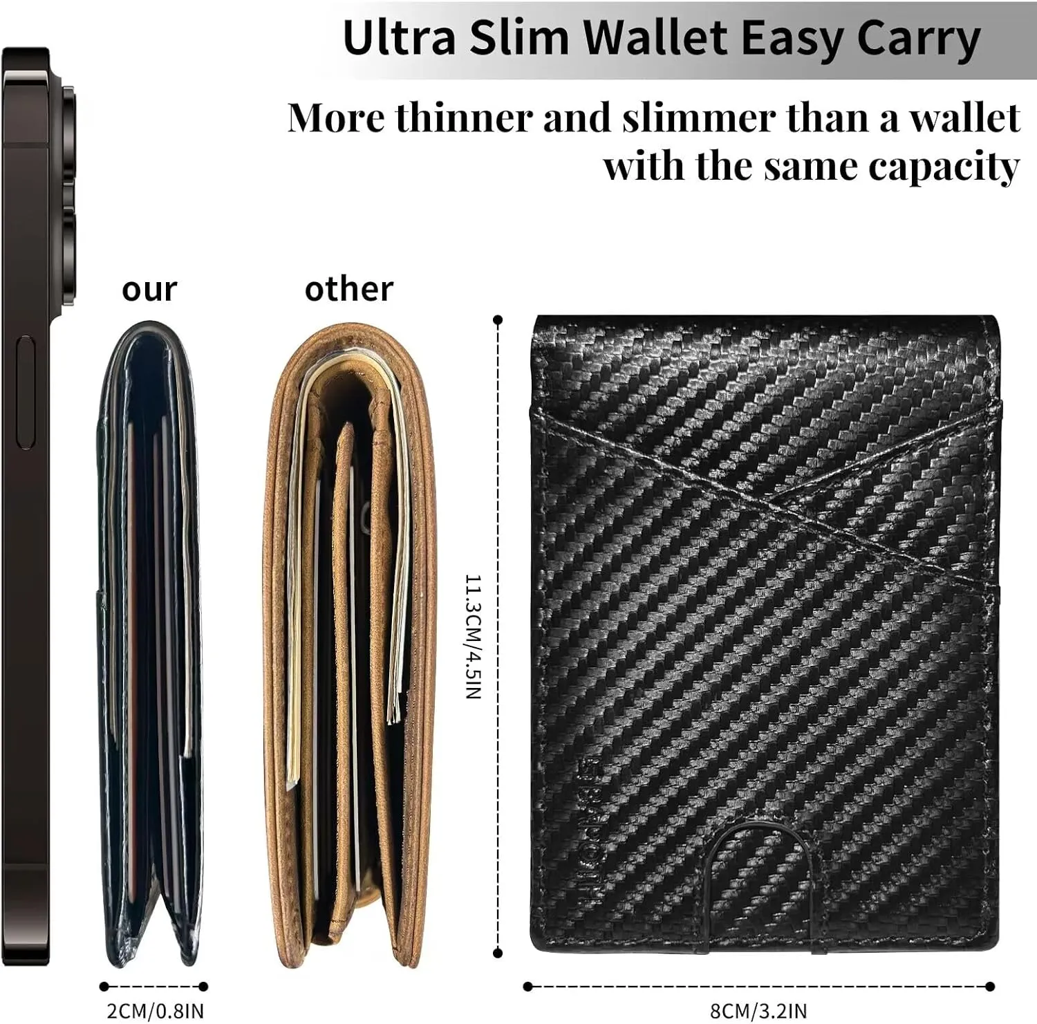 Mens Wallet Slim, Slim Wallet for Men, RFID Blocking Genuine Leather Wallets for Men with ID Window|Bills Slot|9 Card Slots, Easy Access Mens Slim Wallet with 2 Outer Pocket, Best Gifts for Men