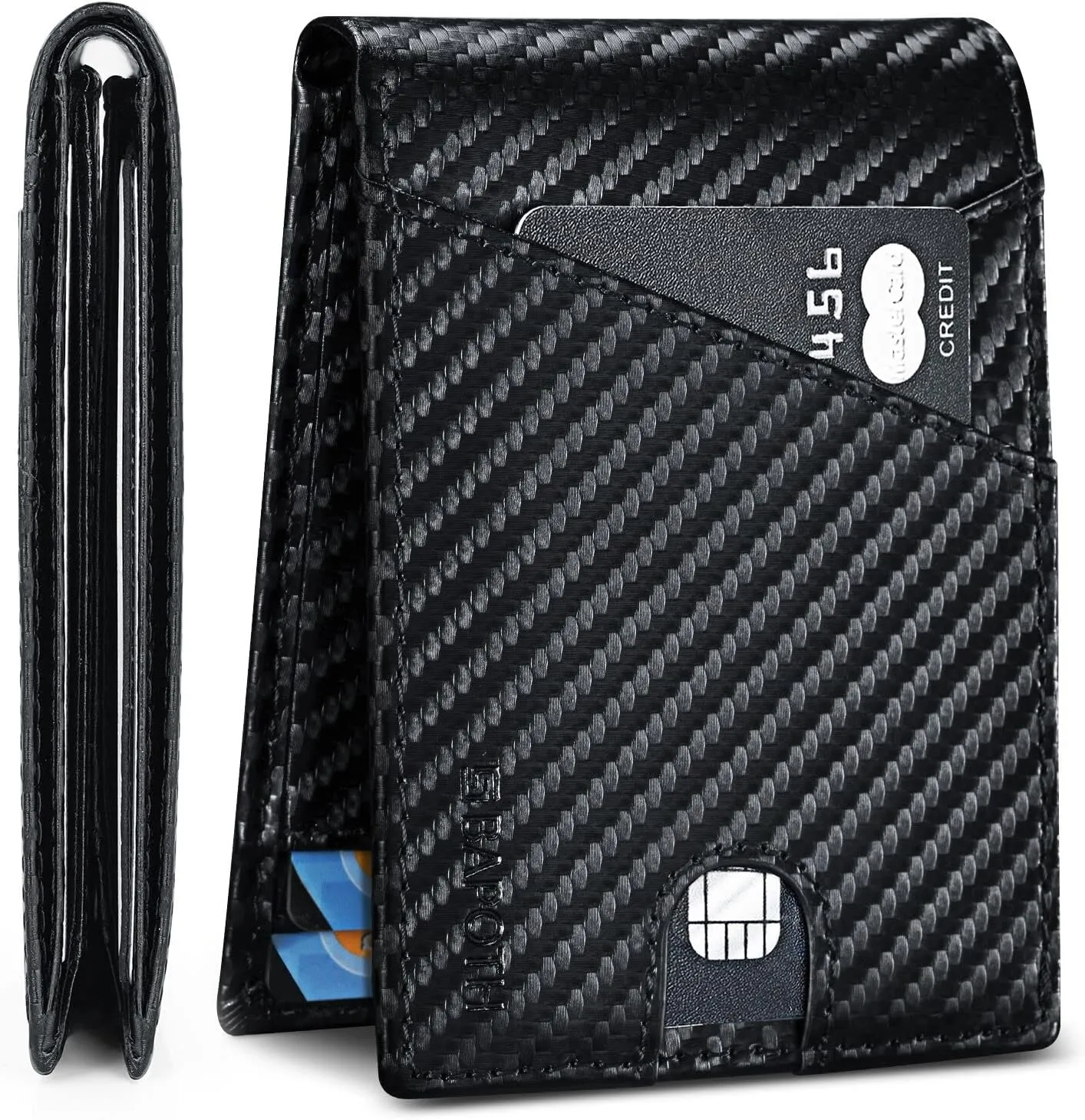 Mens Wallet Slim, Slim Wallet for Men, RFID Blocking Genuine Leather Wallets for Men with ID Window|Bills Slot|9 Card Slots, Easy Access Mens Slim Wallet with 2 Outer Pocket, Best Gifts for Men
