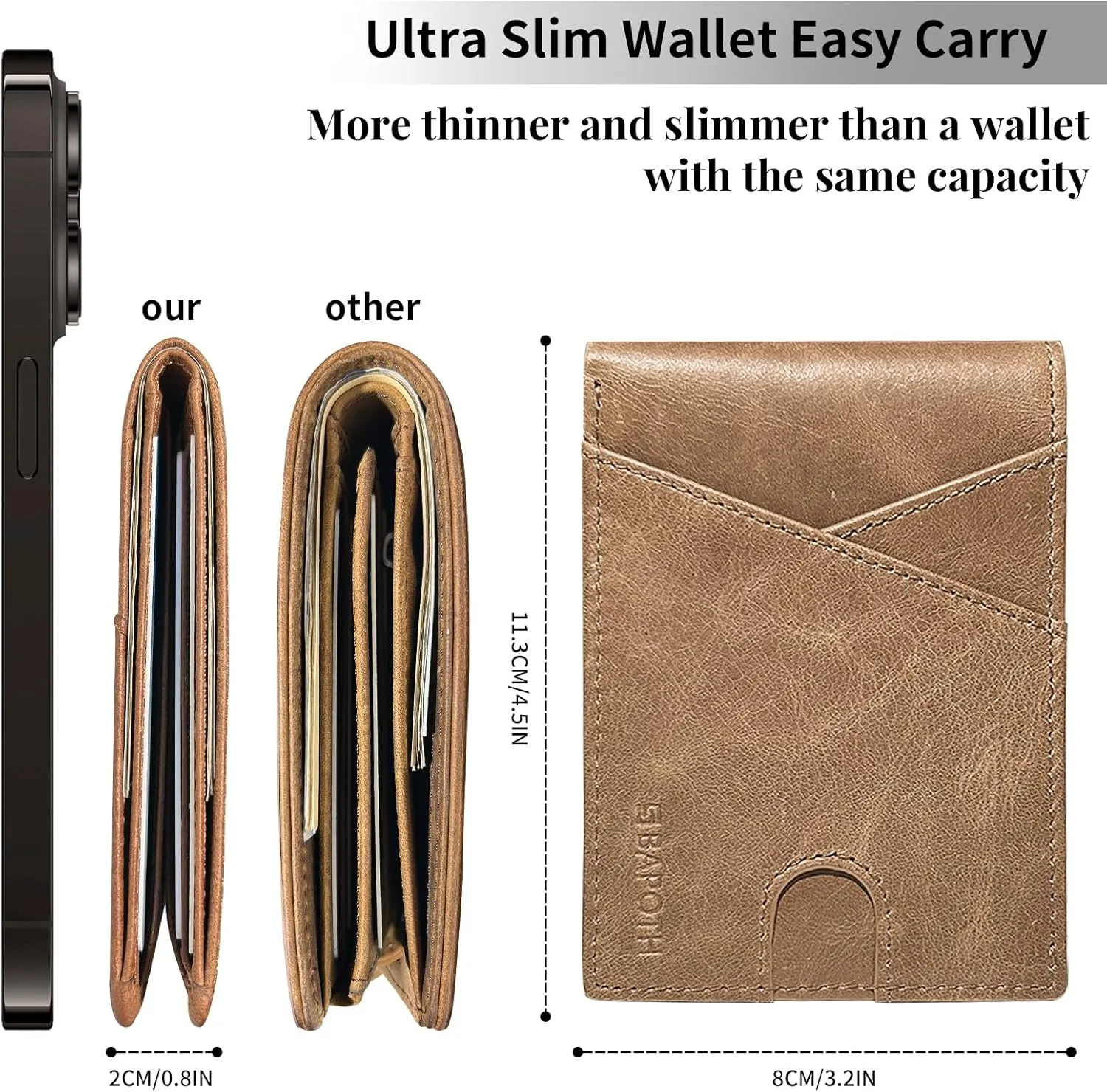 Mens Wallets Leather, Genuine Leather Wallets for Men, Bifold RFID Wallet for Men Slim with ID Window|Bills Slot|9 Card Slots, 2 Outer Pocket Slim Wallet for Men with Gift Box Packaging