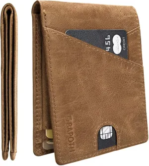 Mens Wallets Leather, Genuine Leather Wallets for Men, Bifold RFID Wallet for Men Slim with ID Window|Bills Slot|9 Card Slots, 2 Outer Pocket Slim Wallet for Men with Gift Box Packaging