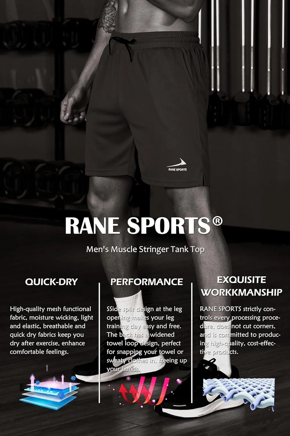 Men's Workout Shorts Gym Running Training Athletic Short Quick Dry Outdoor Shorts