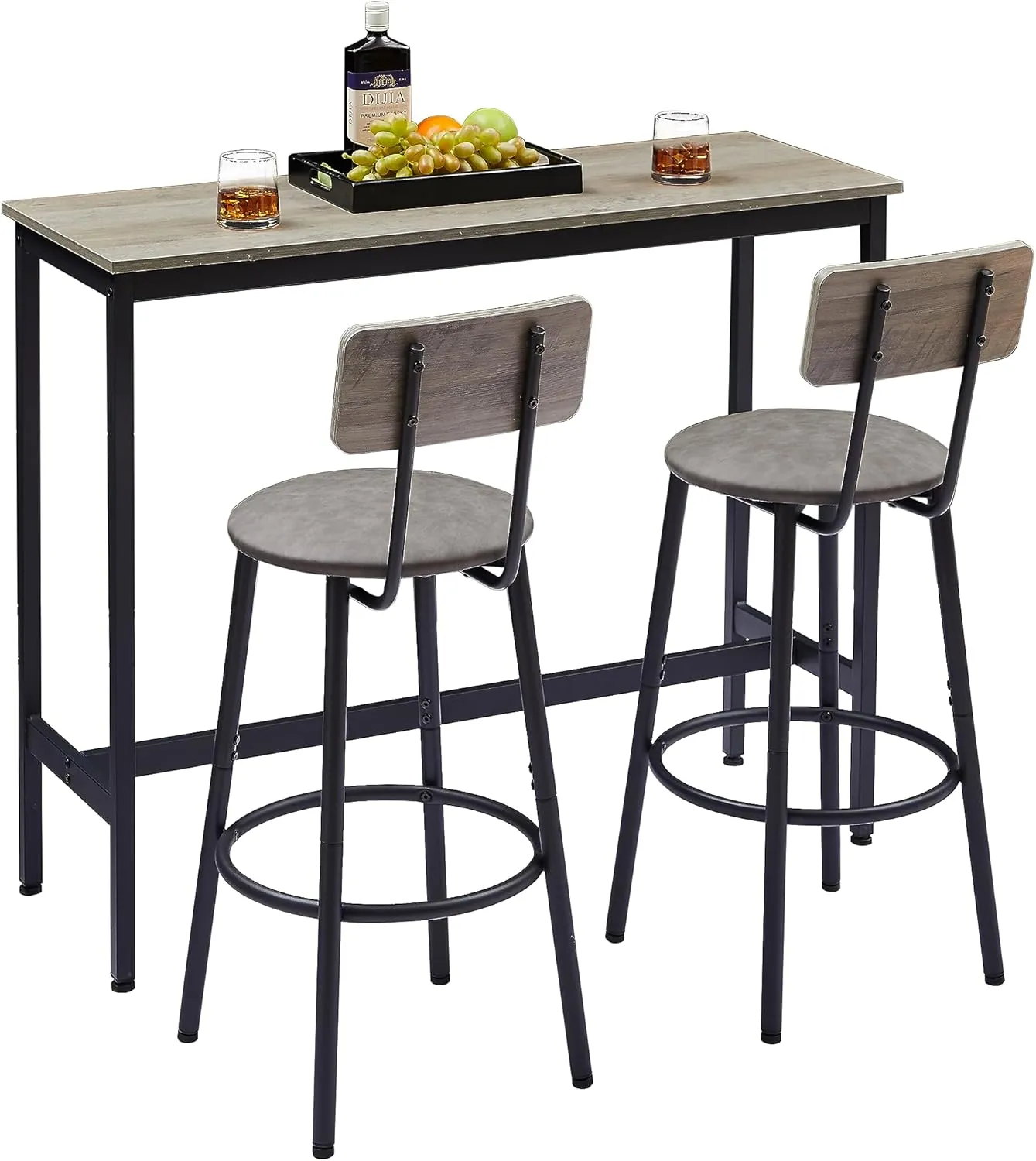 Merax 3 Piece Pub Table Set with Stools for Small Space Industrial Kitchen Bar Table Set for 2