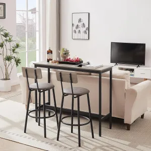 Merax 3 Piece Pub Table Set with Stools for Small Space Industrial Kitchen Bar Table Set for 2