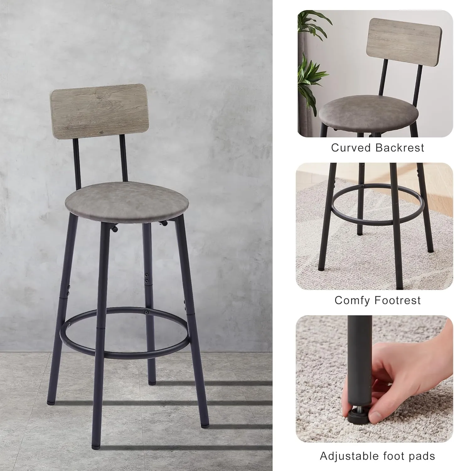 Merax 3 Piece Pub Table Set with Stools for Small Space Industrial Kitchen Bar Table Set for 2