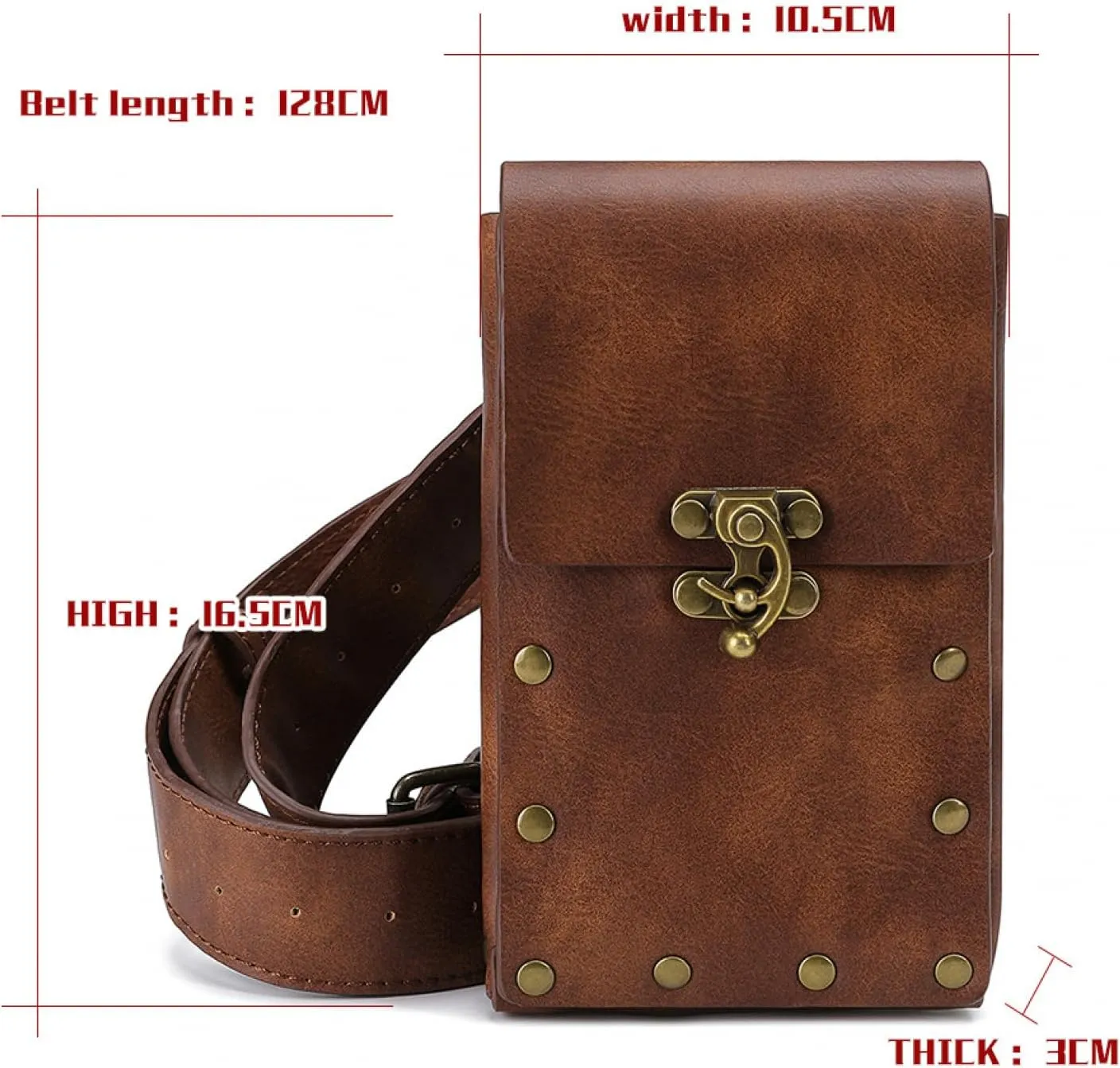 MIAOCOS Medieval Leather Mini Waist Bag Twin Pack 2 Vintage Steampunk Bag Renaissance Festival Costume Accessories
