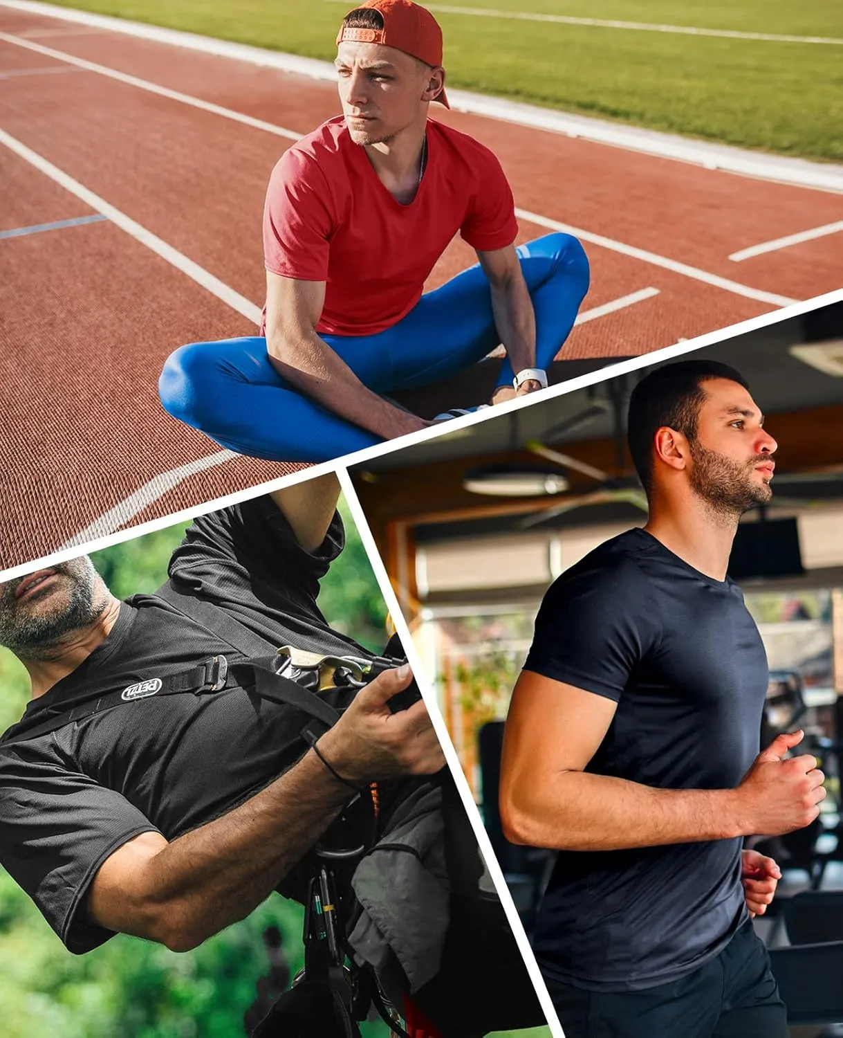 MIER Men's Quick Dry Workout Shirts Moisture Wicking Running Athletic Performance T-Shirts Recycled Polyester Top Tee