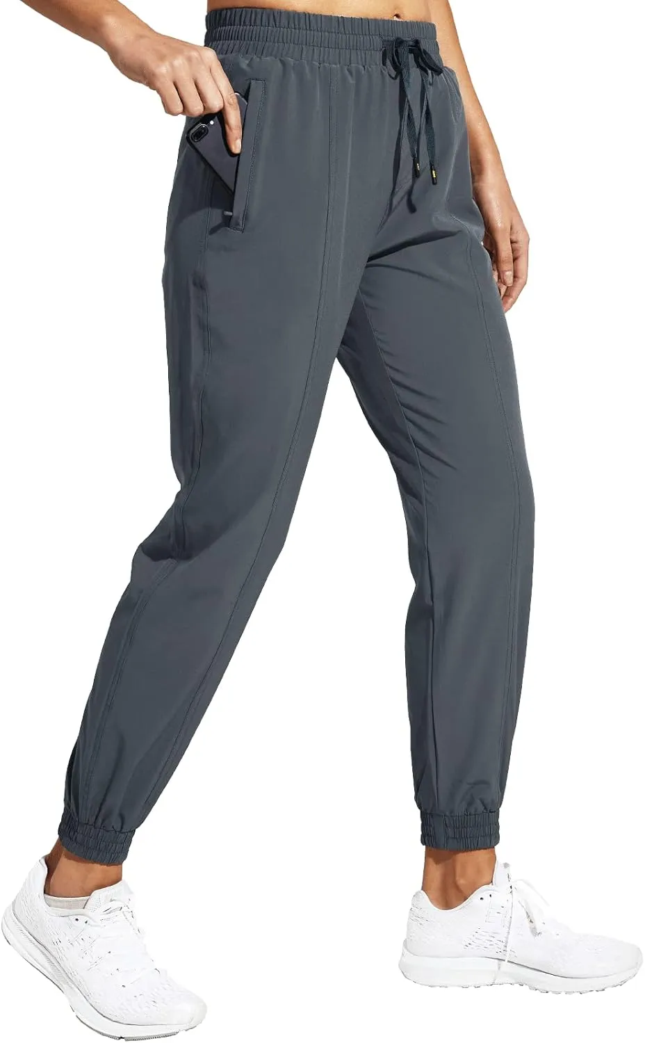 MIER Women's Lightweight Joggers Hiking Pants Quick Dry Athletic Zipper Pockets Running Pant, Water Resistant