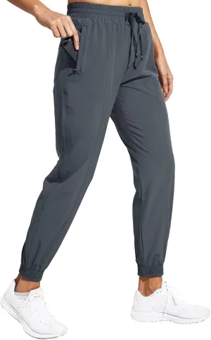 MIER Women's Lightweight Joggers Hiking Pants Quick Dry Athletic Zipper Pockets Running Pant, Water Resistant