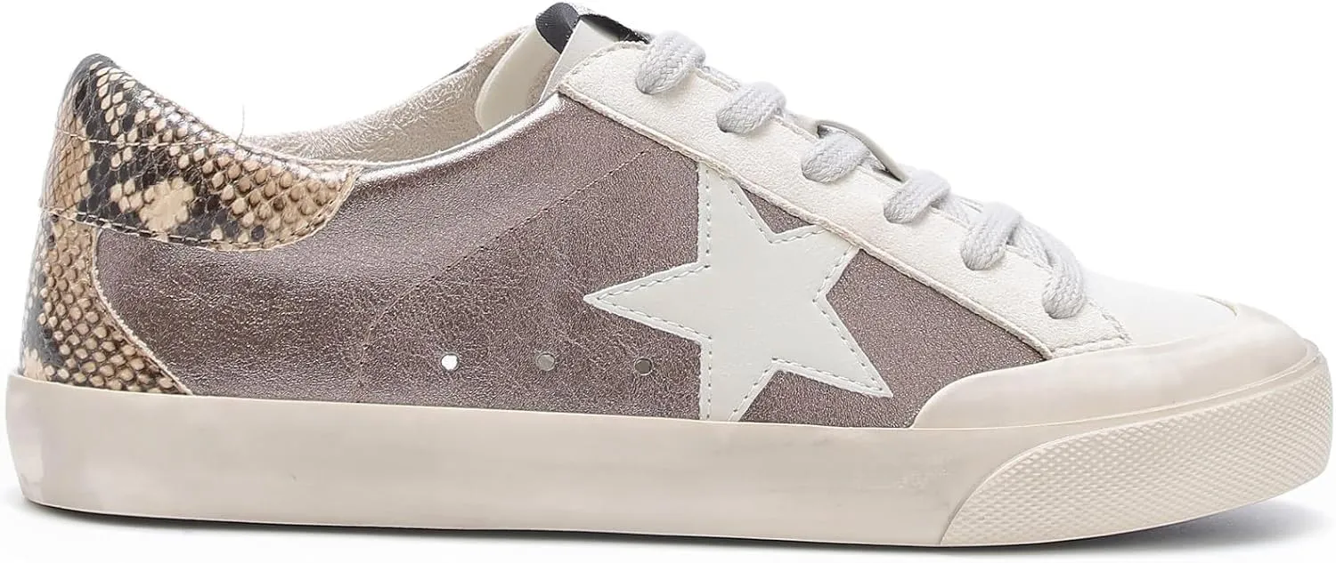 Mi.iM Sadie Rubber Sole Lace-up Leather Star Sneakers