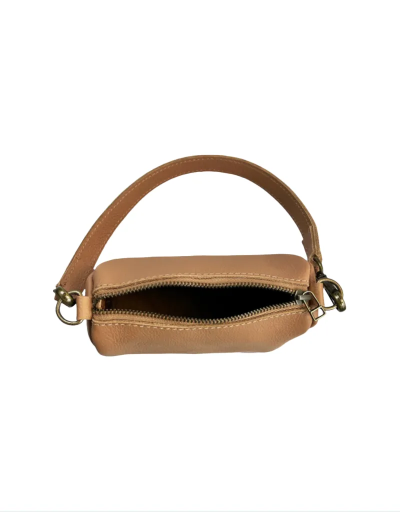 Miley Leather Micro Duffel with Chain Sling - Iced Coffee