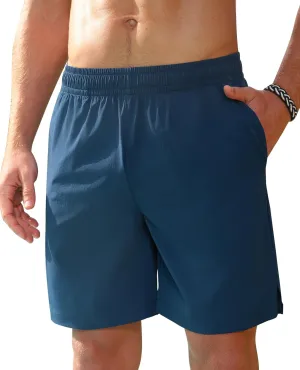 Milin Naco Mens Swim Trunks 7 inch Quick Dry Board Shorts with Zipper Pockets Bathing Suit Men Beach Shorts with Drawstring