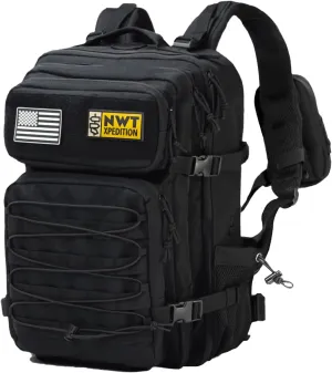 Military Tactical Backpack,Sturdy Work & Molle Laptops Rucksack, Heavy Duty Pack for Hiking Camping Travel Fishing Gym,Black
