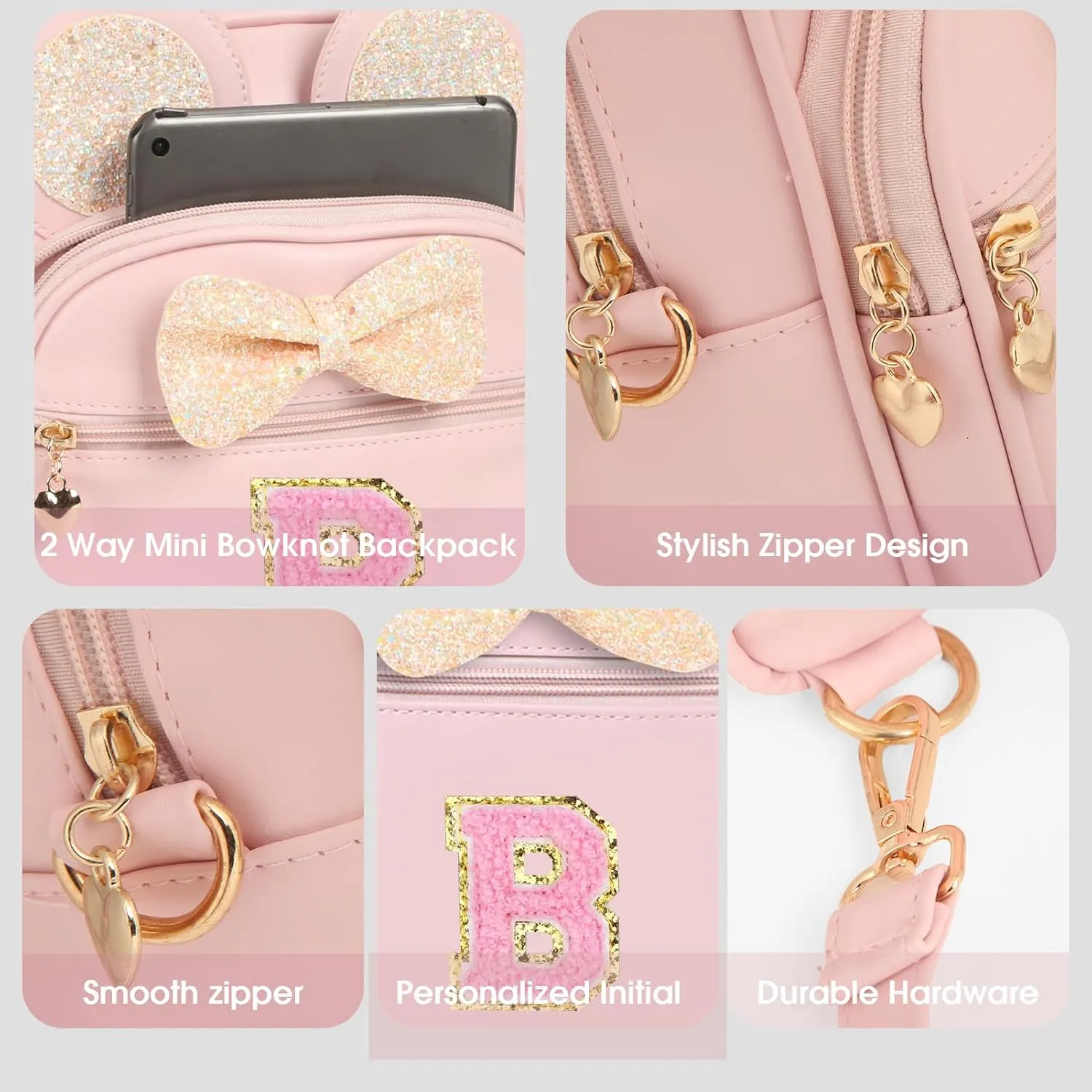 Mini Backpack for Girls Bowknot, Cute Leather Backpack Toddler Purse Birthday Gifts for Kids Girls