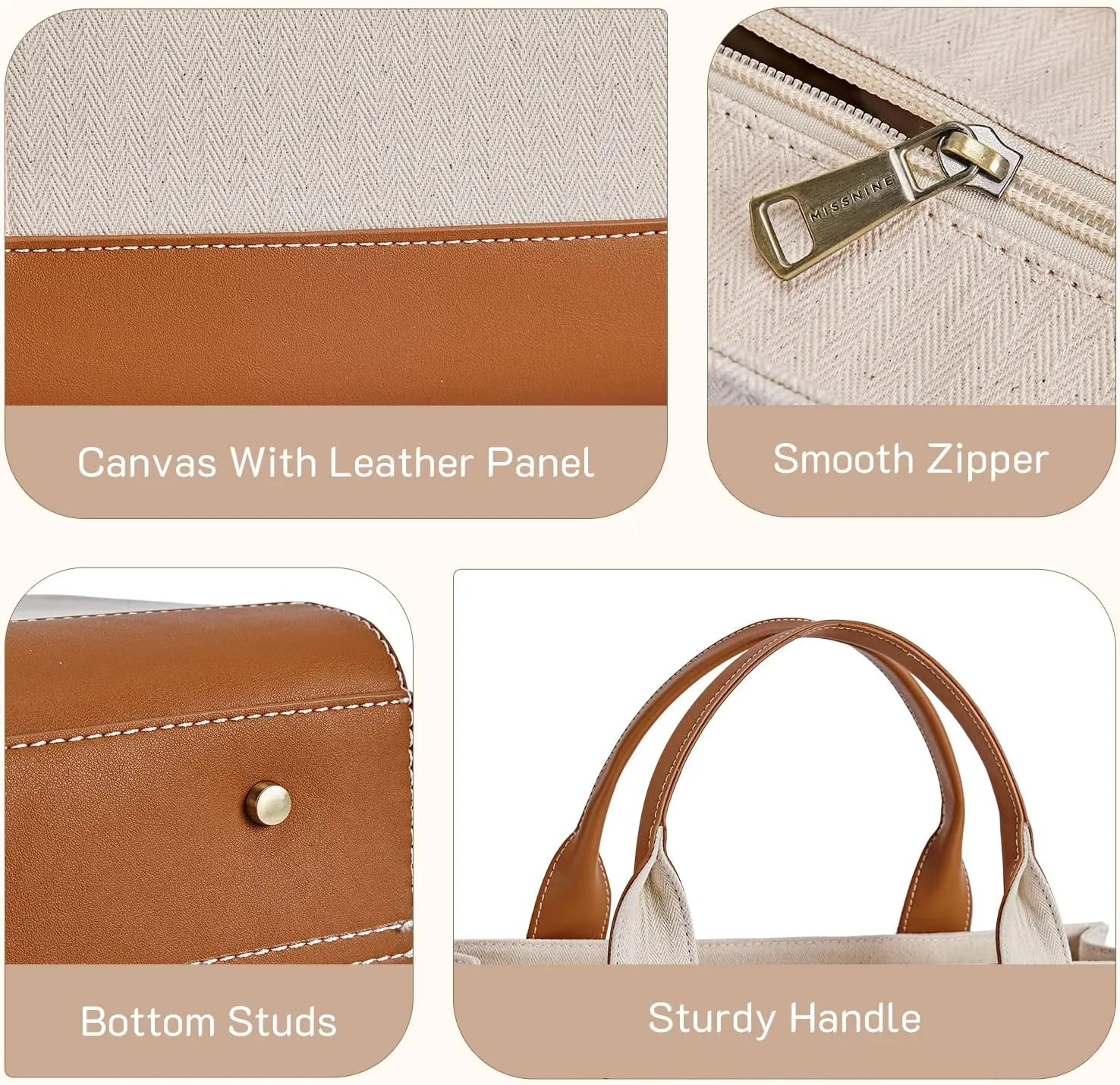 Missnine Tote Bag Canvas Laptop Bag 15.6 inch Briefcase for Women Large Capacity Handbag for Office, School, Travel