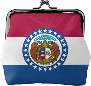 Missouri State Flag print Coin Purse with Kiss Lock Buckle Small Change Purse Card Holder Coin Pouch for Women