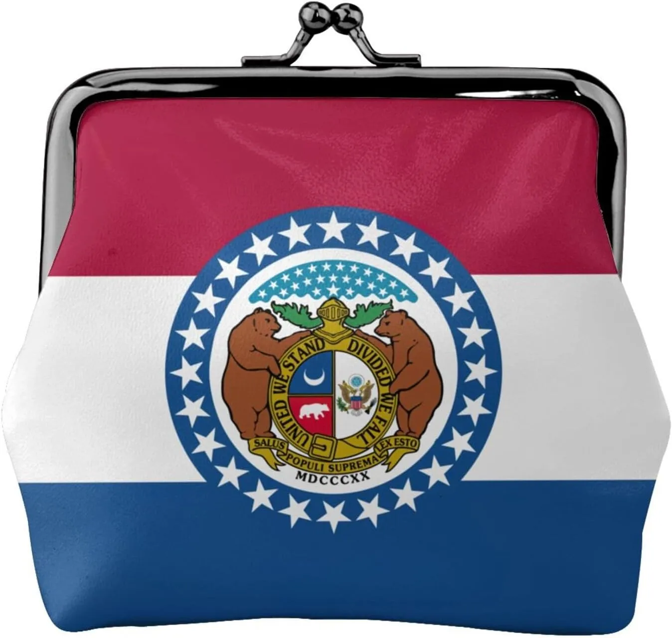 Missouri State Flag print Coin Purse with Kiss Lock Buckle Small Change Purse Card Holder Coin Pouch for Women