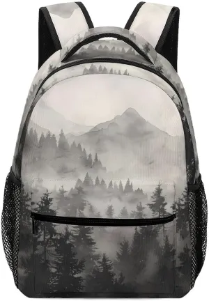 Misty Fog Pine Tree Forest Travel Backpack for Men Women Lightweight Computer Laptop Bag Casual Daypack