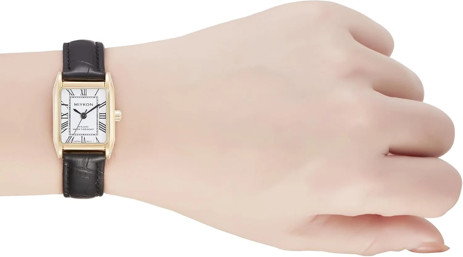 Miykon Vintage Watches for Women | Small Dainty Tank, Square Womens Watch with Genuine Leather Strap and Second Hand | Ion Polished, Luminous Hands, Scratch Resist, Japan Quartz, 100ft Water Resistant