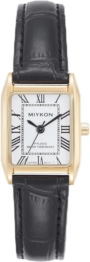 Miykon Vintage Watches for Women | Small Dainty Tank, Square Womens Watch with Genuine Leather Strap and Second Hand | Ion Polished, Luminous Hands, Scratch Resist, Japan Quartz, 100ft Water Resistant