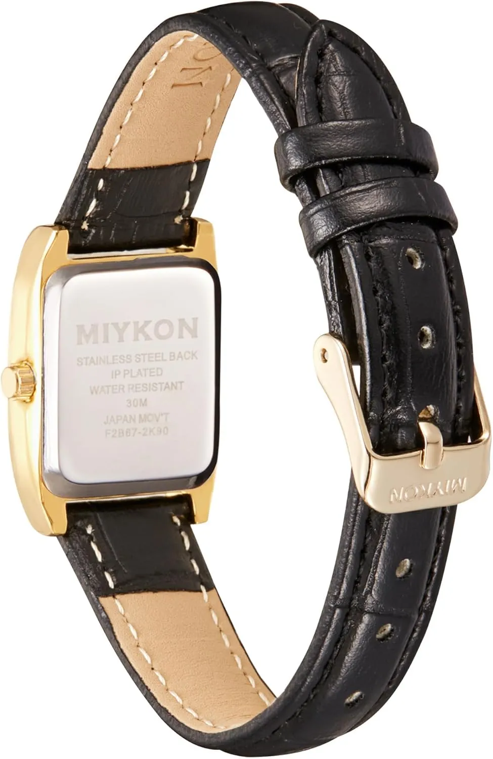 Miykon Vintage Watches for Women | Small Dainty Tank, Square Womens Watch with Genuine Leather Strap and Second Hand | Ion Polished, Luminous Hands, Scratch Resist, Japan Quartz, 100ft Water Resistant