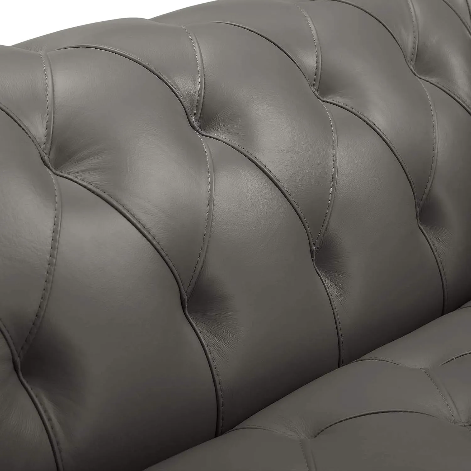 Modway Idyll Tufted Button Upholstered Leather Chesterfield Loveseat, Gray