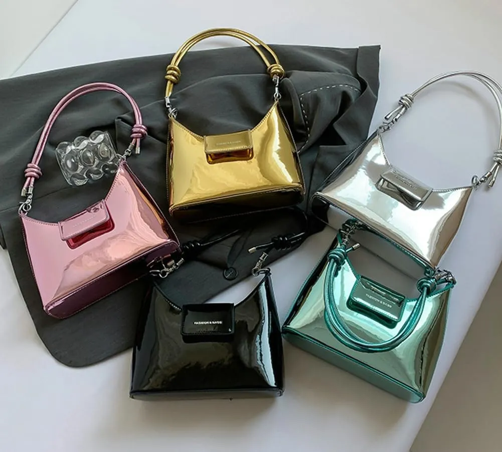 Molodo Y2k Purse Patent Leather Purse Shoulder Bag for Women Trending Purses Women's Crossbody Handbags Cool Underarm Bag