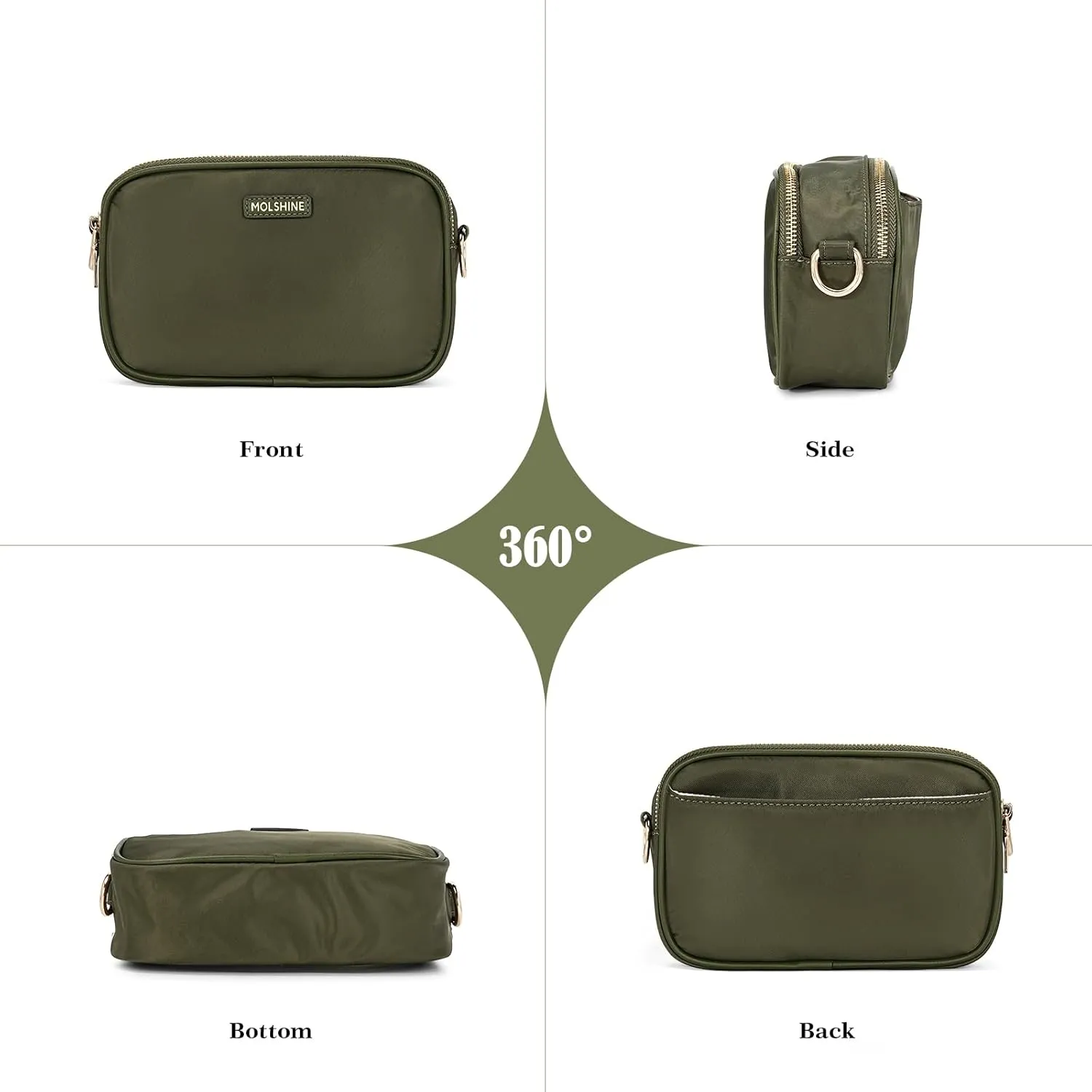 molshine Small Crossbody Bags,Nylon Shoulder Bag,Waterproof Waist Packs with Adjustable Strap for Men Women Traveling Workout