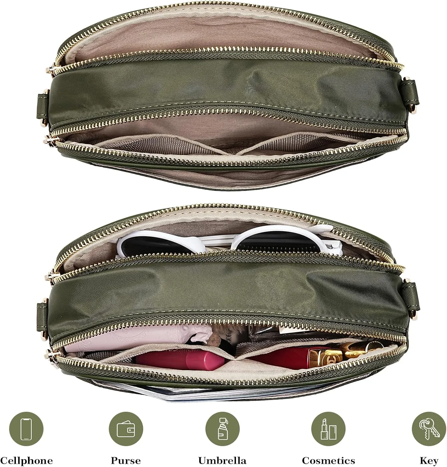 molshine Small Crossbody Bags,Nylon Shoulder Bag,Waterproof Waist Packs with Adjustable Strap for Men Women Traveling Workout