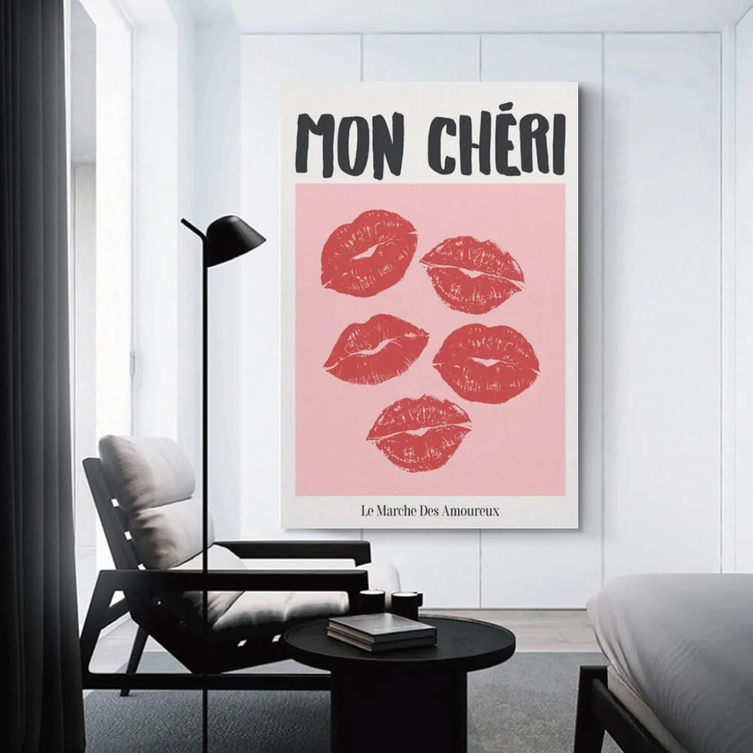Mon Cheri Kiss Lips Print Trendy Retro Wall Art Coquette Room Decor Aesthetic Poster Bedroom Decor Lips Poster Poster For Bedroom Living Room Bathroom Office Kitchen Decor 12x18inch(30x45cm)Unframe-st