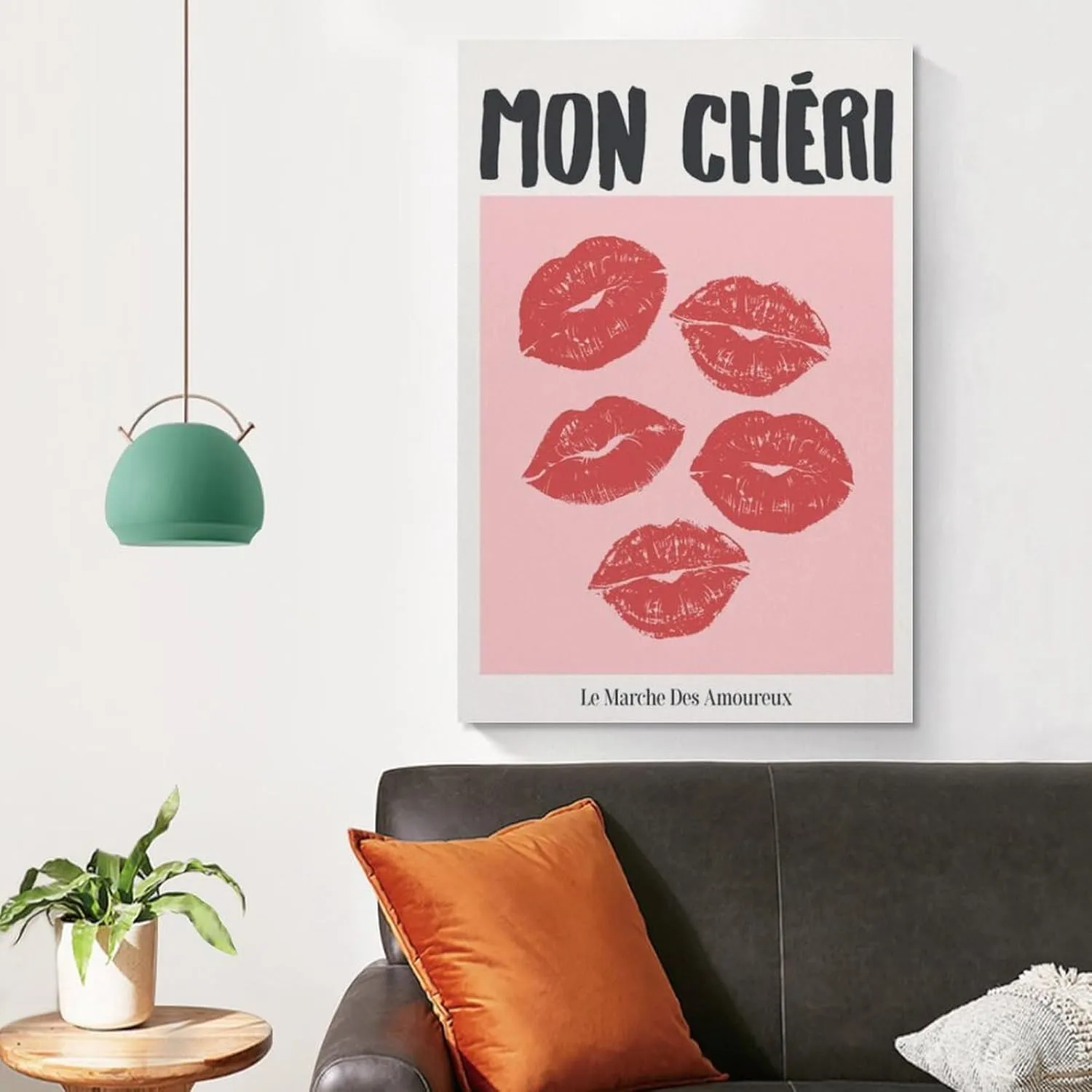 Mon Cheri Kiss Lips Print Trendy Retro Wall Art Coquette Room Decor Aesthetic Poster Bedroom Decor Lips Poster Poster For Bedroom Living Room Bathroom Office Kitchen Decor 12x18inch(30x45cm)Unframe-st