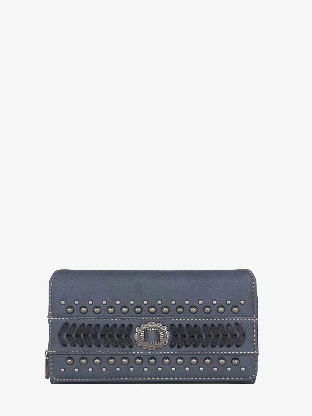 Montana West Concho Studs Whipstitch Wallet - Navy - MW1152W010NY