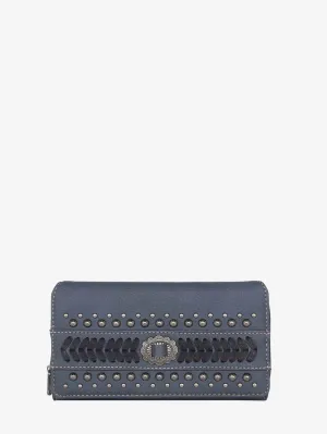 Montana West Concho Studs Whipstitch Wallet - Navy - MW1152W010NY