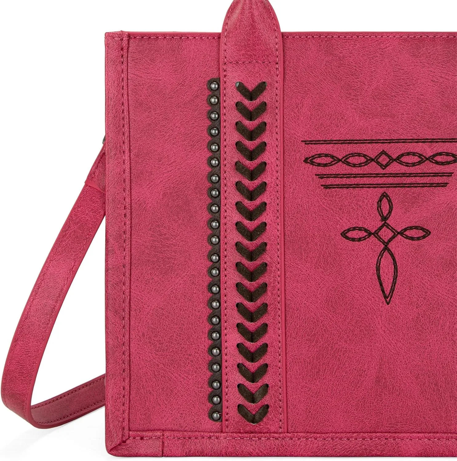 Montana West Longhorn Whipstitch Western Top Handle Tote Bag with Card Wallet Set