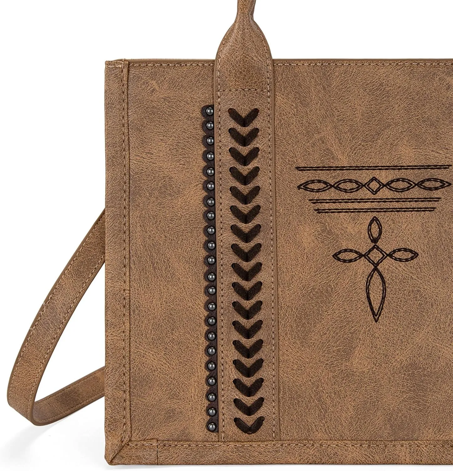 Montana West Longhorn Whipstitch Western Top Handle Tote Bag with Card Wallet Set