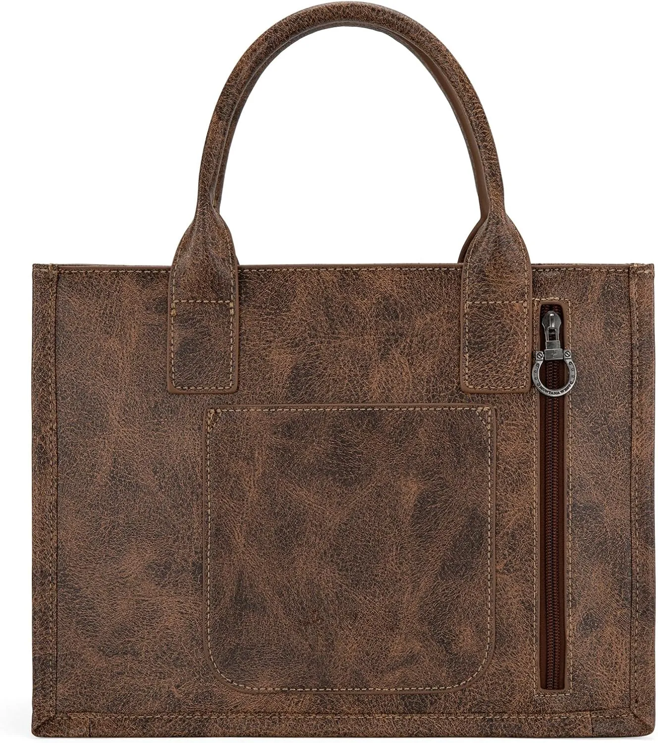 Montana West Longhorn Whipstitch Western Top Handle Tote Bag with Card Wallet Set