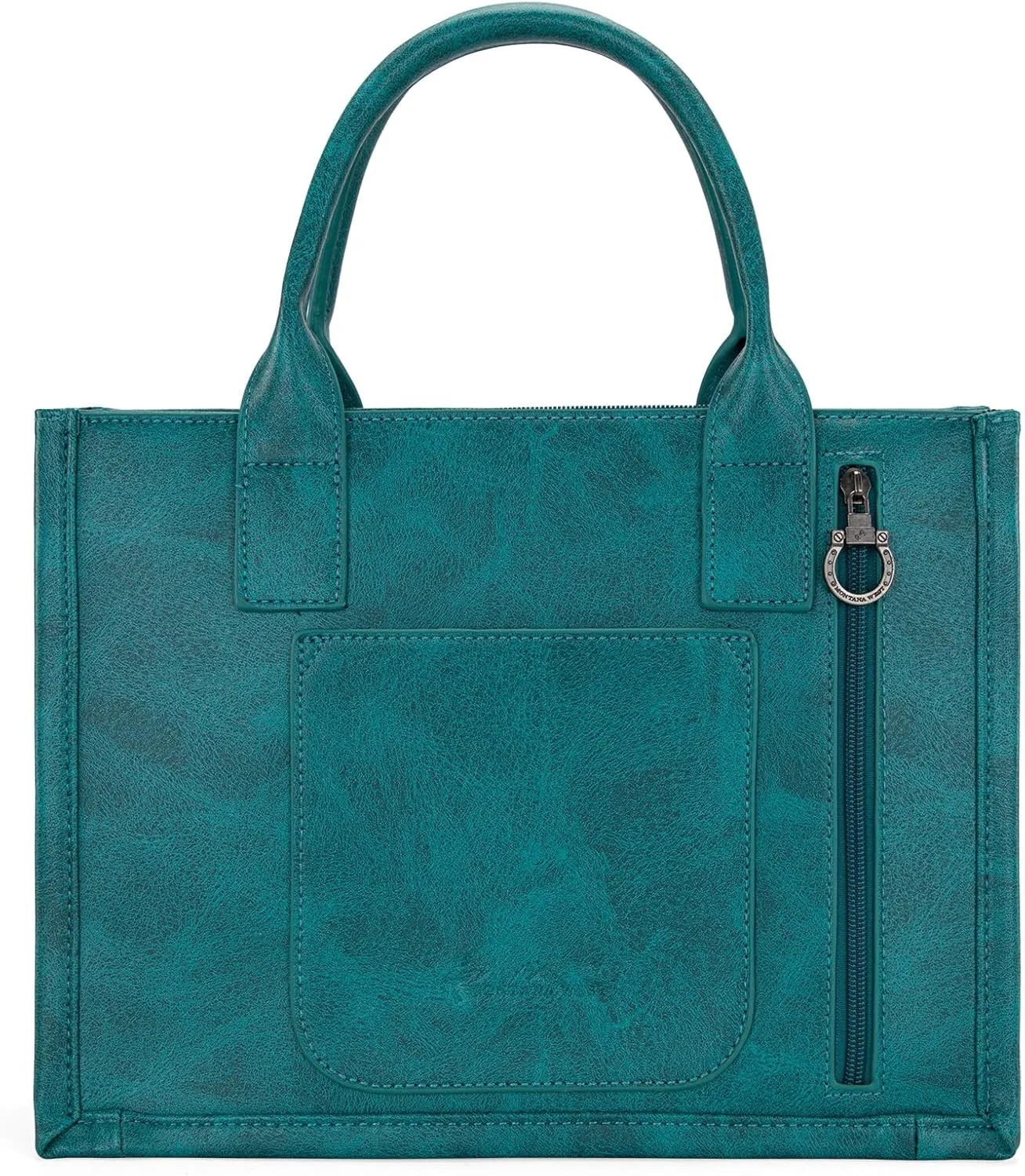 Montana West Longhorn Whipstitch Western Top Handle Tote Bag with Card Wallet Set