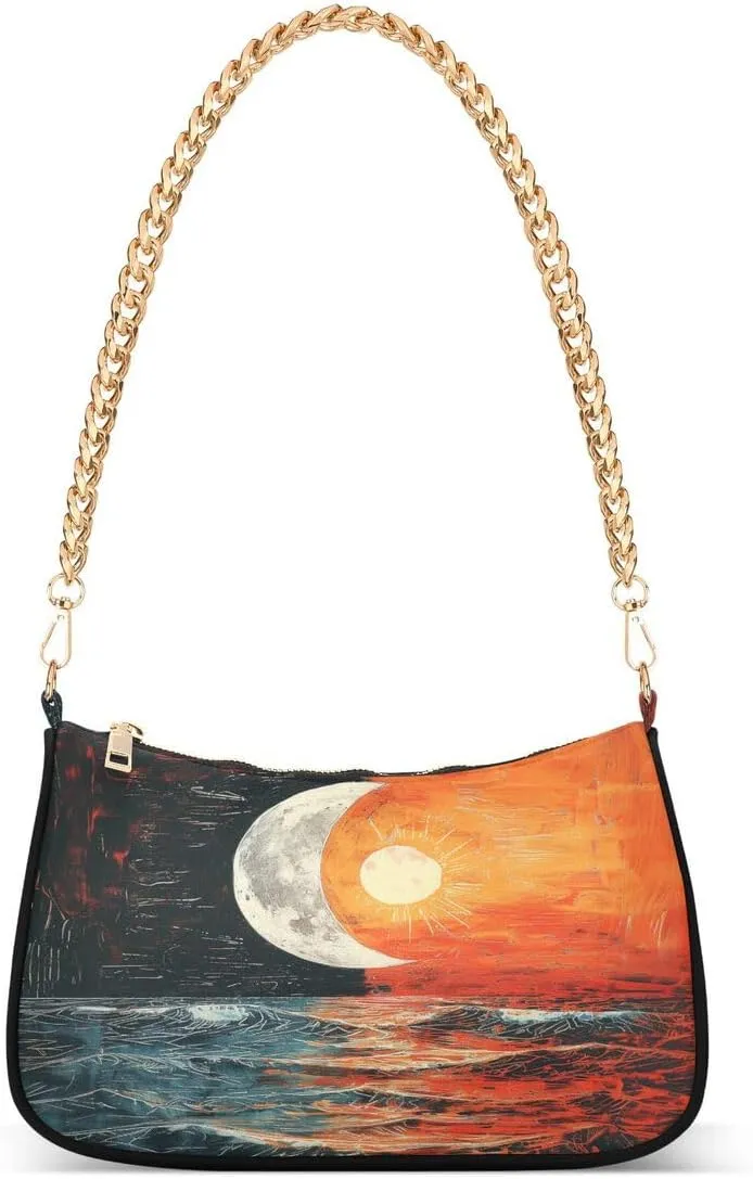Moon Galaxy Nebula Tote Bag Hobo Handbag for Women Ladies Shoulder Bag Mini Clutch Purse with Zipper Closure