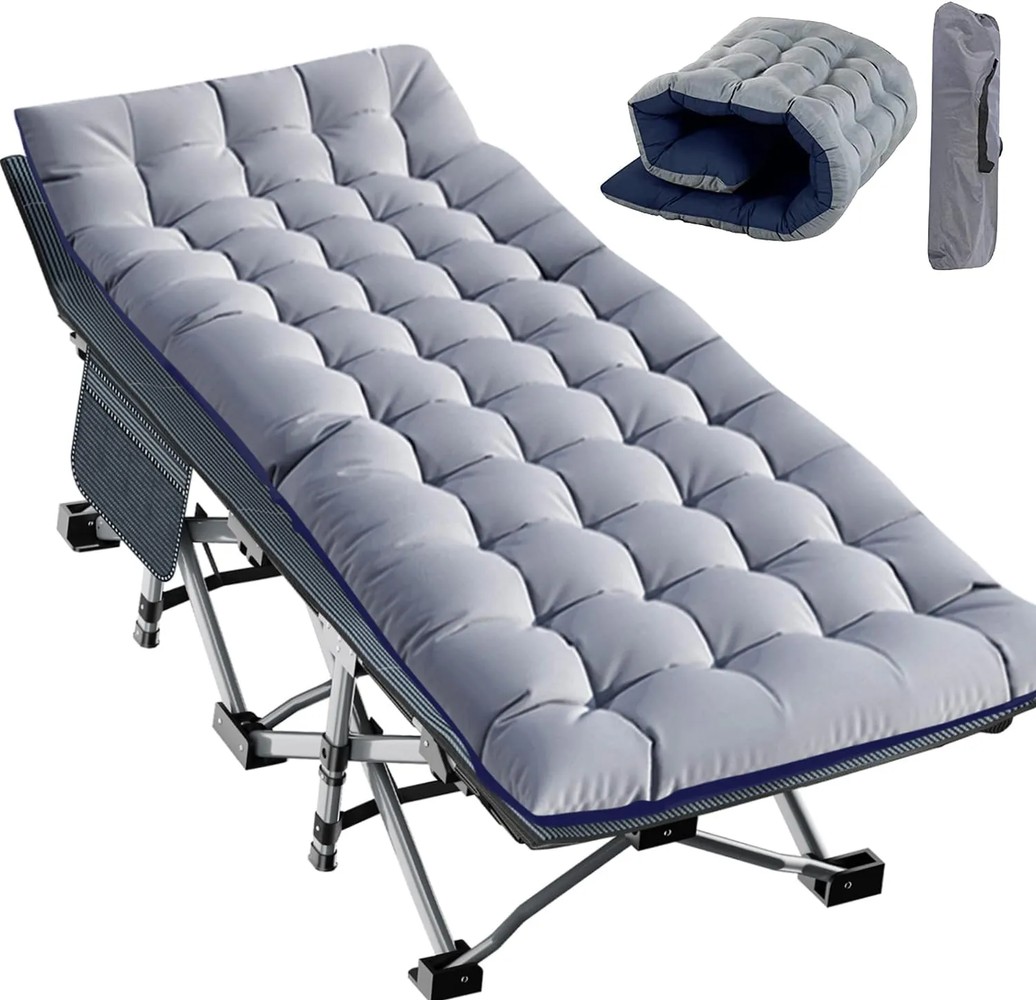 MOPHOTO Oversized Folding Camping Cot for Adults, 78" x 32" XXL Heavy Duty Sleeping Cots for Adults Portable Sleeping Bed Outdoor Camp Cot with Mattress for Home Camp Office Nap