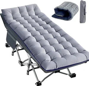 MOPHOTO Oversized Folding Camping Cot for Adults, 78" x 32" XXL Heavy Duty Sleeping Cots for Adults Portable Sleeping Bed Outdoor Camp Cot with Mattress for Home Camp Office Nap