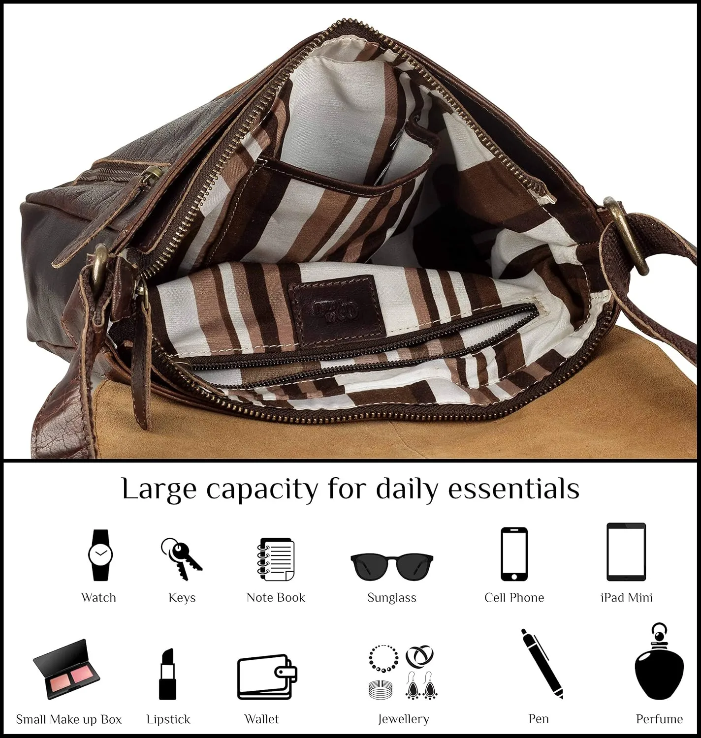Mou Meraki Genuine Leather Crossbody Purse and Handbags - Crossover Bag Over the Shoulder