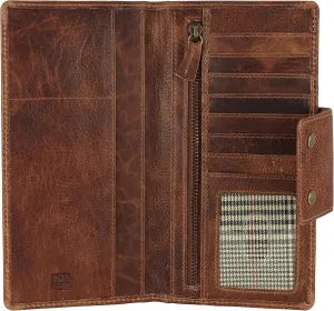 Mou Meraki Genuine Leather RFID Blocking Long Wallet – Vintage Bifold for Men