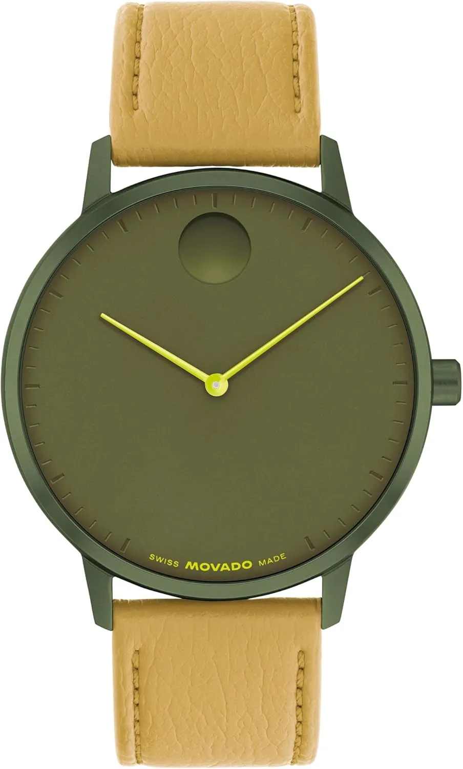 Movado Face Men's Luxury Quartz Watch - Swiss Movement, Leather Strap - Water Resistance 30 Meters (3ATM) - Elegant Timepiece - Gift for Him - 41mm