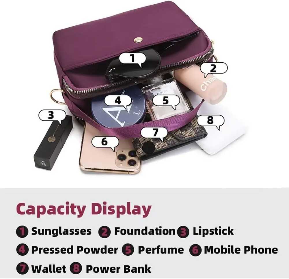 Mudono Crossbody Bag for Women Nylon Waterproof Shoulder Purse Small Travel Messenger Satchel Ladies Lightweight Handbag