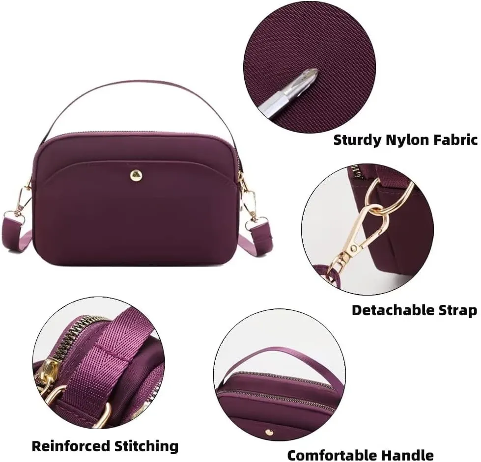 Mudono Crossbody Bag for Women Nylon Waterproof Shoulder Purse Small Travel Messenger Satchel Ladies Lightweight Handbag