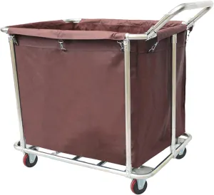 Multi-Function Storage Trolley Organizer Cart Rectangle Rolling Laundry Container On Wheels With Bag, Removable Portable Commercial Laundry Sorters Cart, With Handle For Hotels, Hospital (Brown )