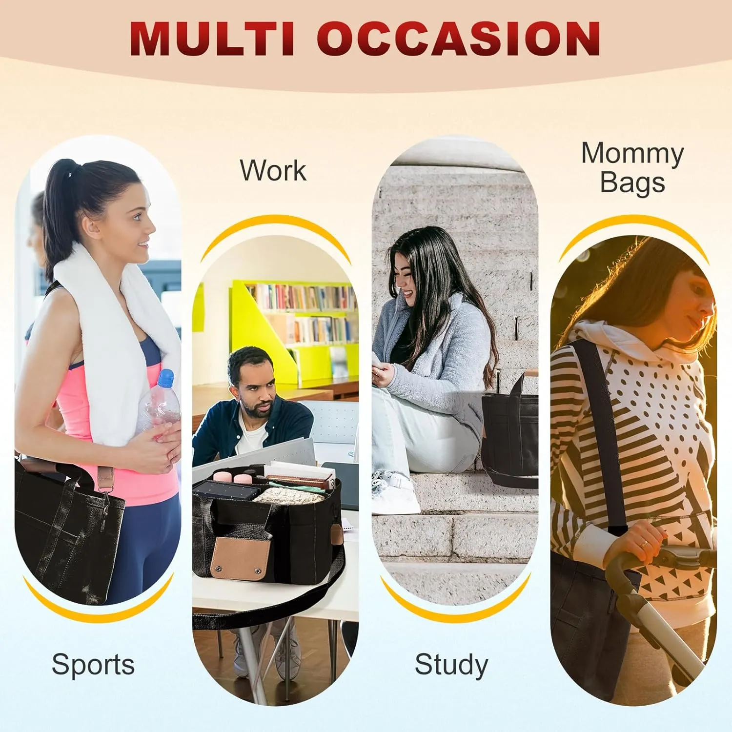 Multi Pocket Tote Bag for Women Canvas Bag with Handle Bag Large Cpacity Purse Reusable Handbag