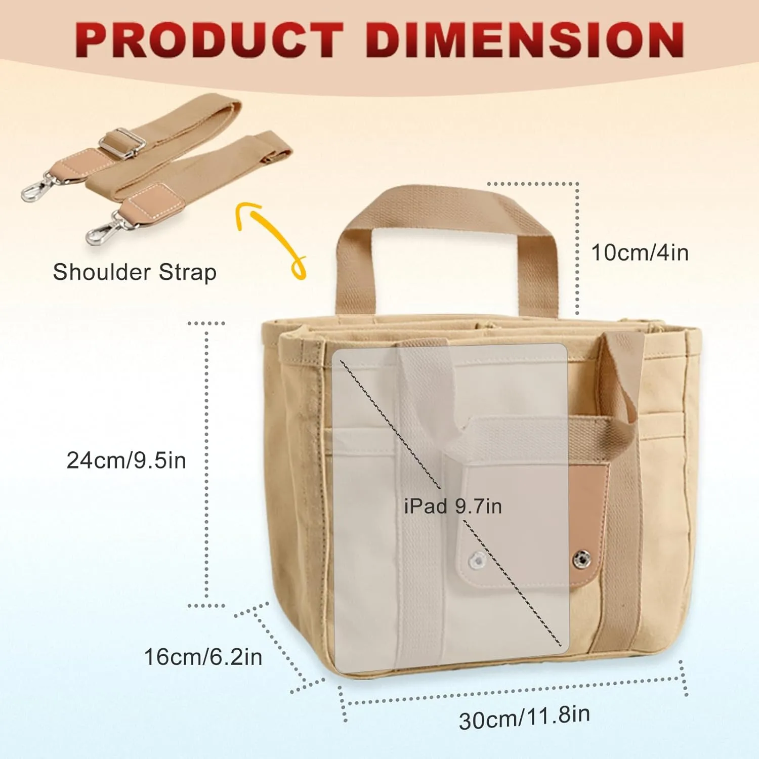 Multi Pocket Tote Bag for Women Canvas Bag with Handle Bag Large Cpacity Purse Reusable Handbag
