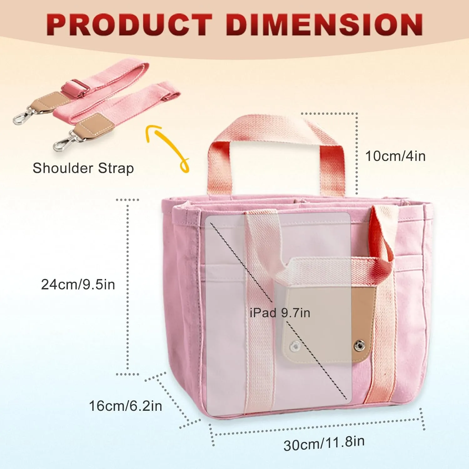 Multi Pocket Tote Bag for Women Canvas Bag with Handle Bag Large Cpacity Purse Reusable Handbag