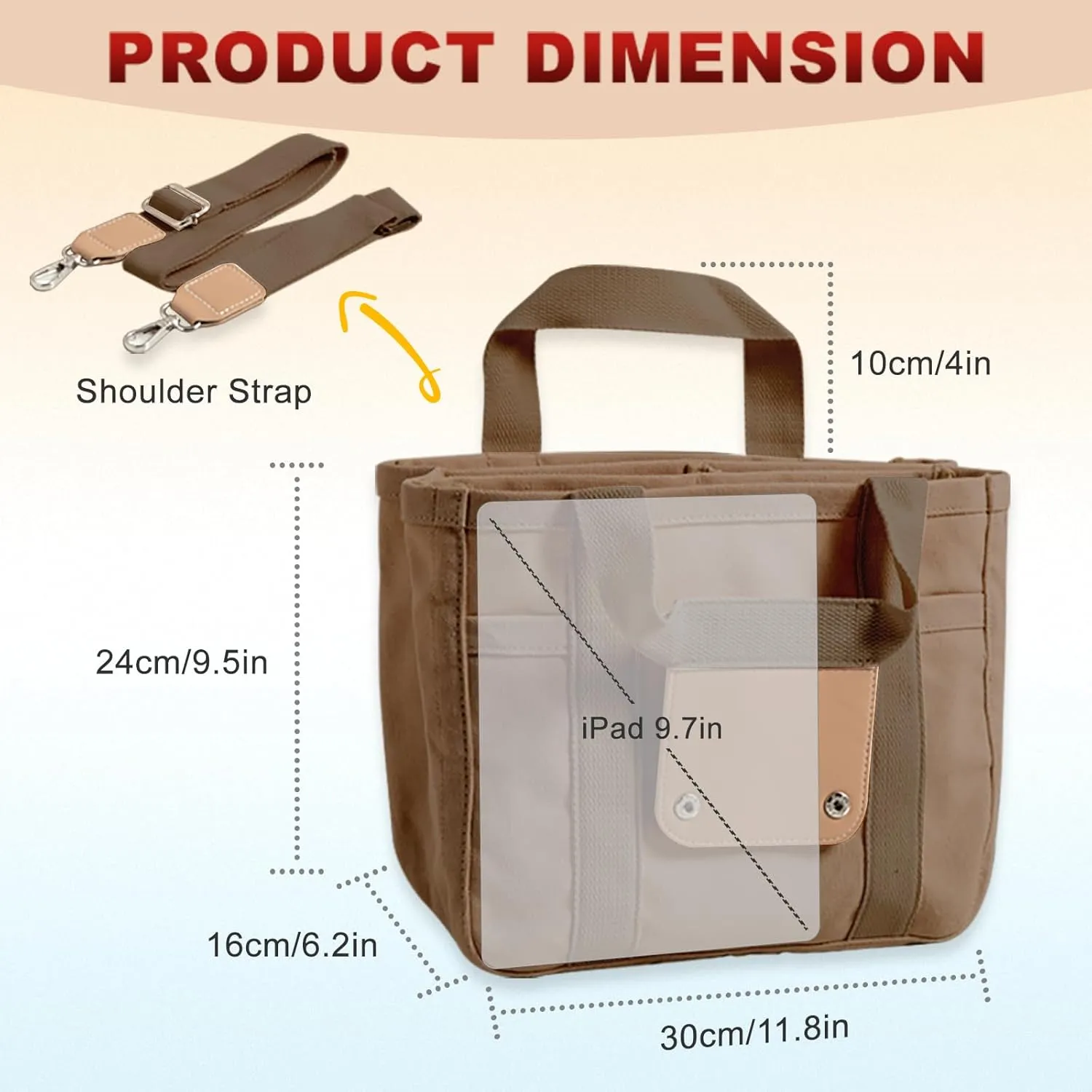 Multi Pocket Tote Bag for Women Canvas Bag with Handle Bag Large Cpacity Purse Reusable Handbag