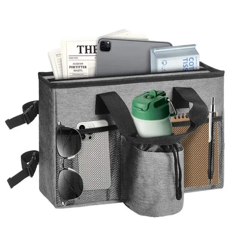 Multi Pocket Wheelchair Armrest Bag With Cup Holder 40 X 25 X 8 Cm